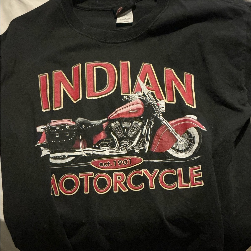 Vintage Indian Motorcycle black t shirt size large